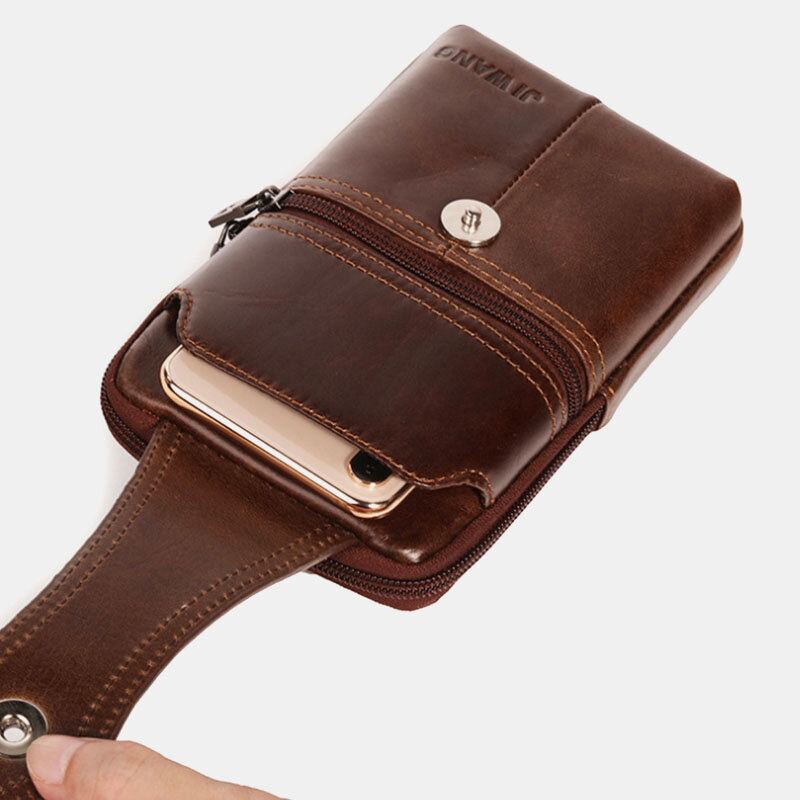 Mannen Lederen Riem Telefoon Tas Casual Crossbody Tas Schoudertas