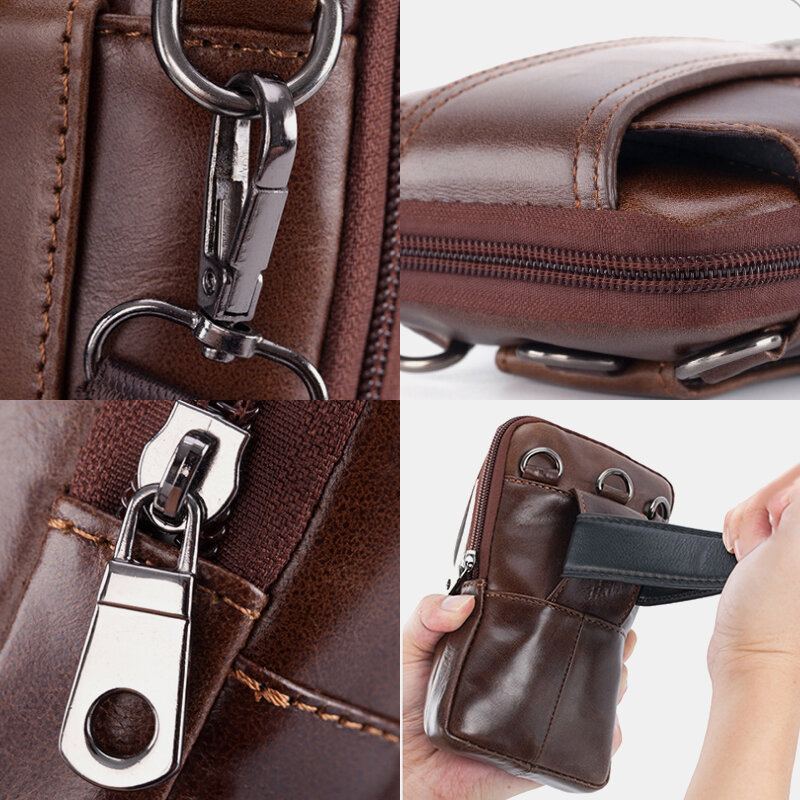 Mannen Lederen Riem Telefoon Tas Casual Crossbody Tas Schoudertas