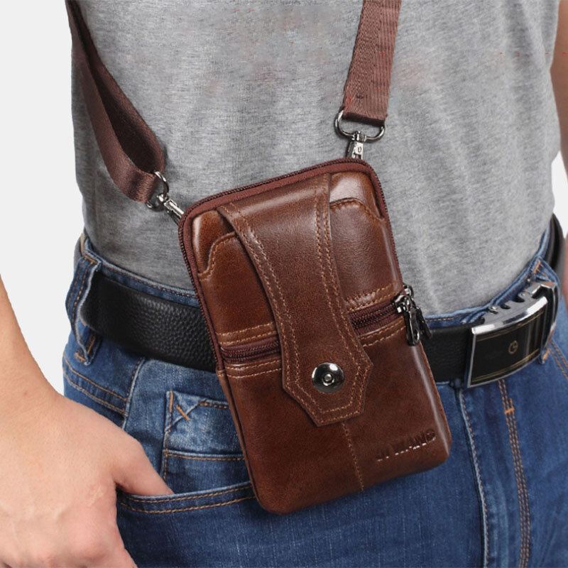 Mannen Lederen Riem Telefoon Tas Casual Crossbody Tas Schoudertas