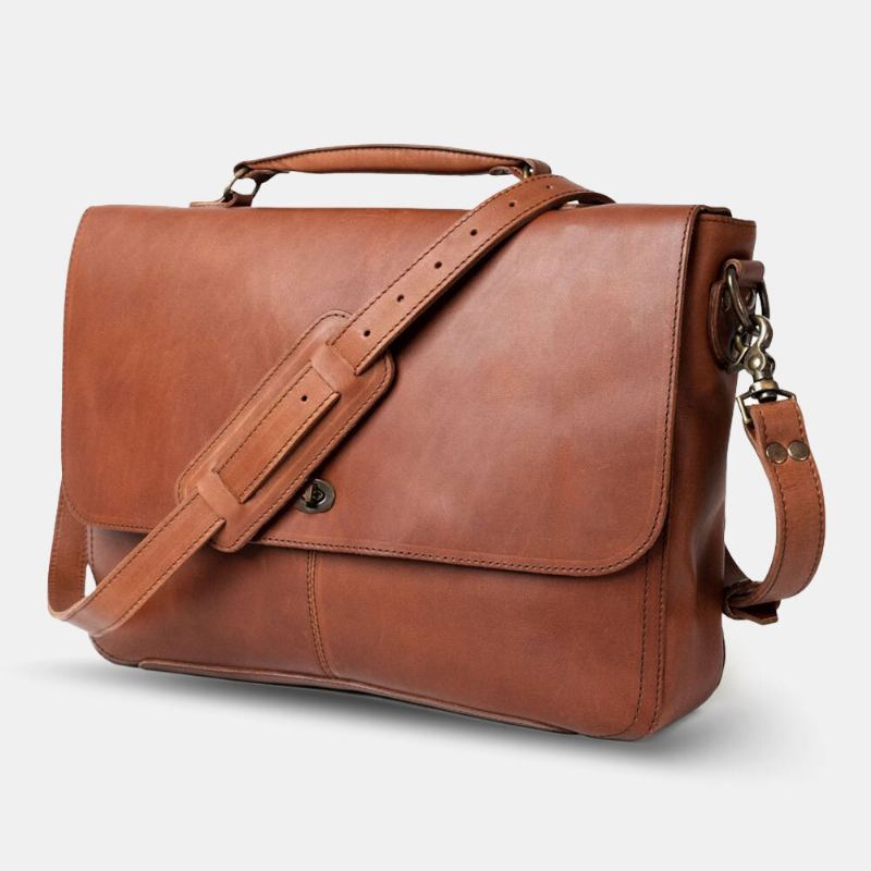 Mannen Pu Lederen Multifunctionele Vintage 15.6 Inch Laptop Anti-diefstal Aktetas Messengertas Crossbody Tas