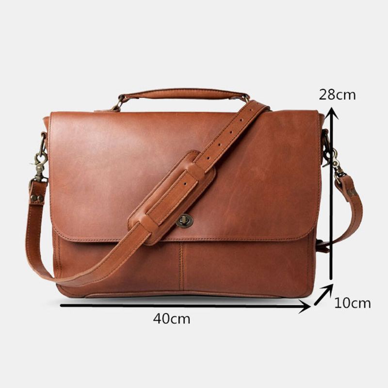 Mannen Pu Lederen Multifunctionele Vintage 15.6 Inch Laptop Anti-diefstal Aktetas Messengertas Crossbody Tas