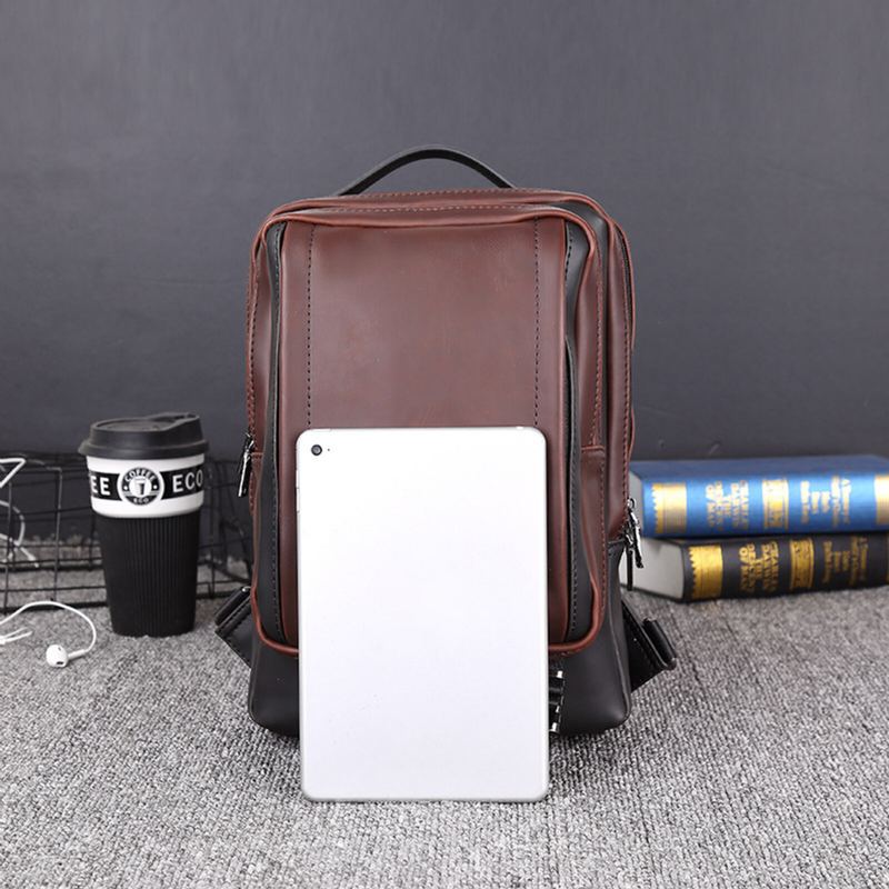 Mannen Pu Lederen Vintage Vierkant Ontwerp Waterdichte Crossbody Tas Grote Capaciteit Multifunctionele Borst Pouch Enkele Schoudertas