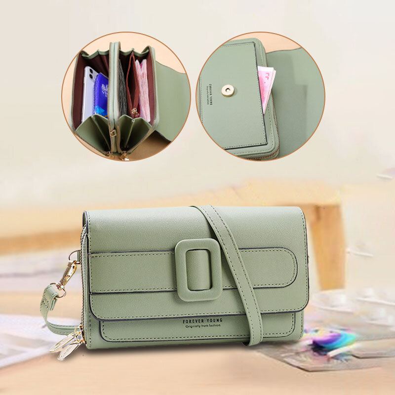 Vrouwen All-match Nepbont Dubbele Rits Zakken Crossbody Tas Grote Capaciteit Multi-zakken Telefoon Tas Portemonnee