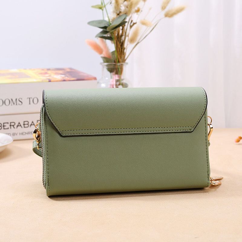 Vrouwen All-match Nepbont Dubbele Rits Zakken Crossbody Tas Grote Capaciteit Multi-zakken Telefoon Tas Portemonnee