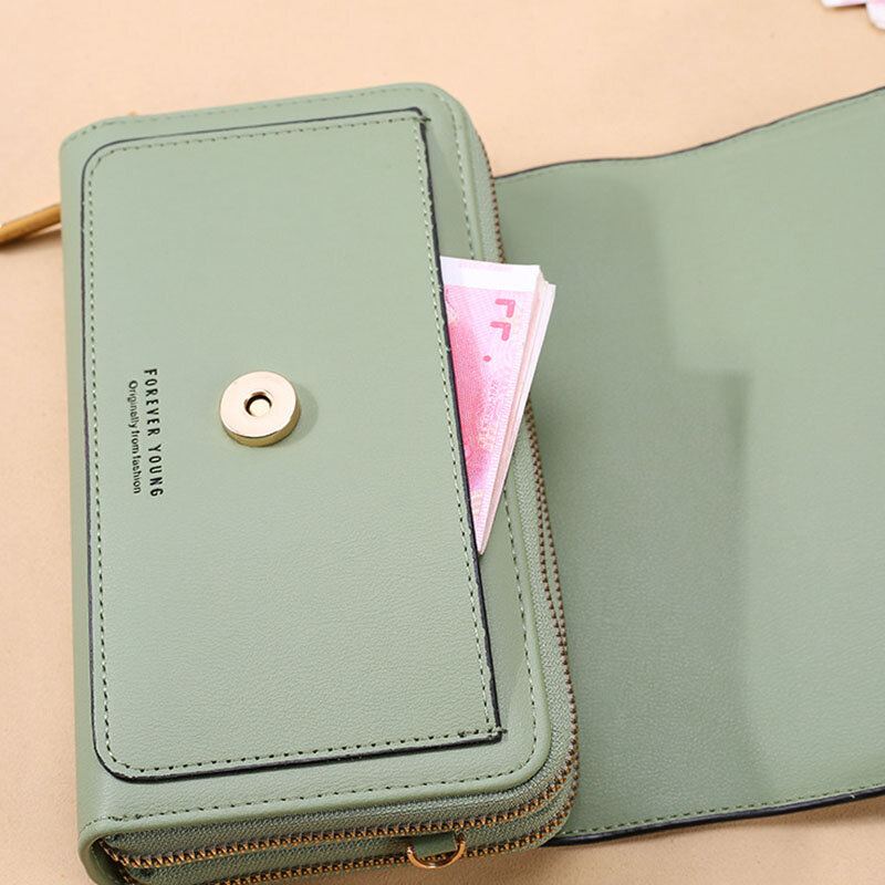 Vrouwen All-match Nepbont Dubbele Rits Zakken Crossbody Tas Grote Capaciteit Multi-zakken Telefoon Tas Portemonnee