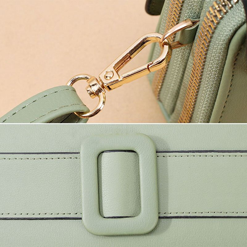 Vrouwen All-match Nepbont Dubbele Rits Zakken Crossbody Tas Grote Capaciteit Multi-zakken Telefoon Tas Portemonnee