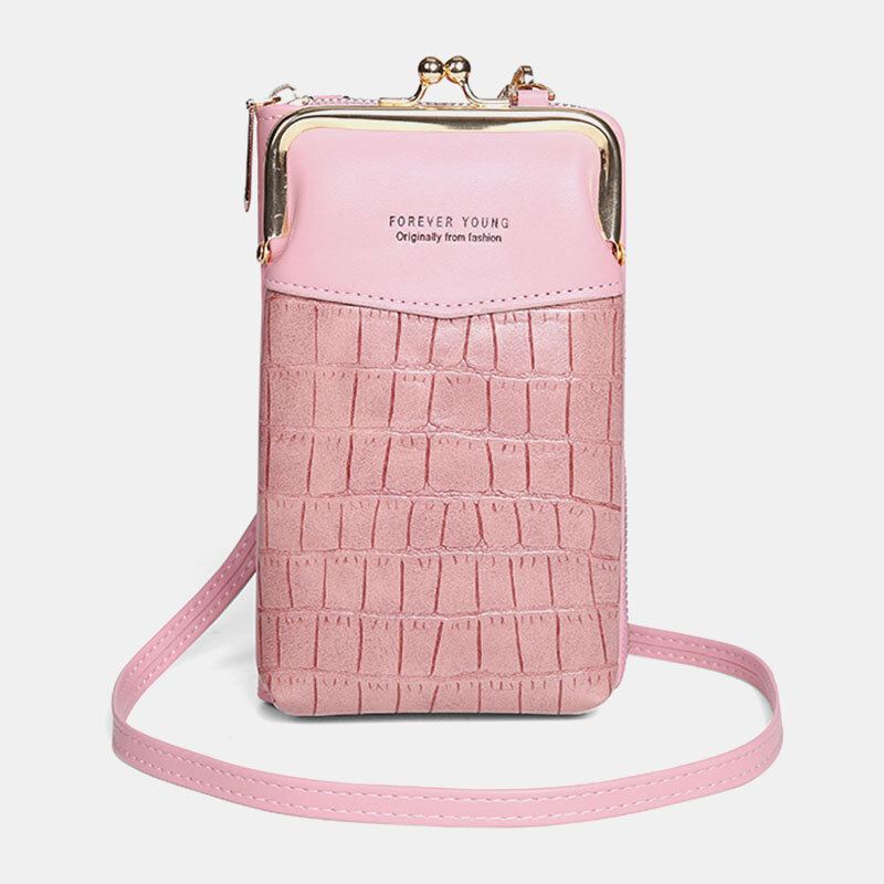 Vrouwen Alligator Patroon Reliëf Verticale Grote Capaciteit Rits Portemonnee Draagbare 6.5 Inch Telefoon Tas Schoudertas Crossbody Tas