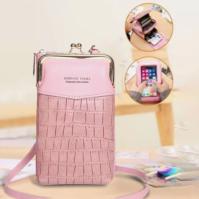 Vrouwen Alligator Patroon Reliëf Verticale Grote Capaciteit Rits Portemonnee Draagbare 6.5 Inch Telefoon Tas Schoudertas Crossbody Tas