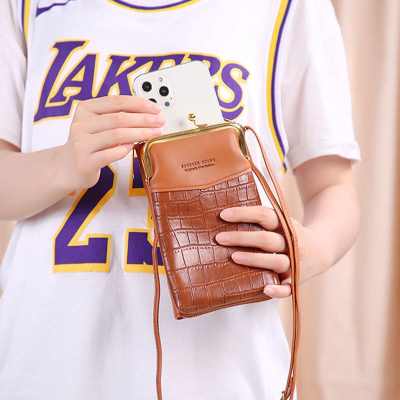 Vrouwen Alligator Patroon Reliëf Verticale Grote Capaciteit Rits Portemonnee Draagbare 6.5 Inch Telefoon Tas Schoudertas Crossbody Tas