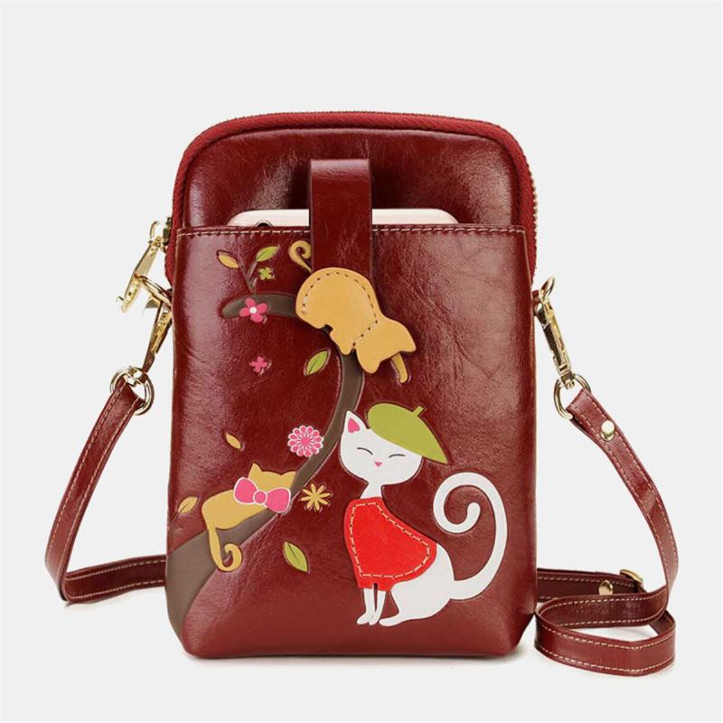 Vrouwen Kunstleer Leuke Crossbody Tas Met Grote Capaciteit Rits Ontwerp Lichtgewicht Telefoontas