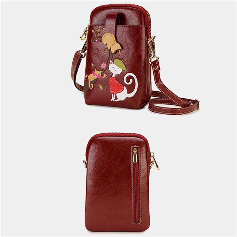 Vrouwen Kunstleer Leuke Crossbody Tas Met Grote Capaciteit Rits Ontwerp Lichtgewicht Telefoontas