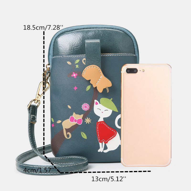 Vrouwen Kunstleer Leuke Crossbody Tas Met Grote Capaciteit Rits Ontwerp Lichtgewicht Telefoontas