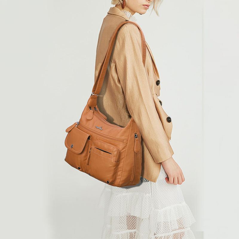 Vrouwen Multifunctionele Kunstleer Crossbody Schoudertas
