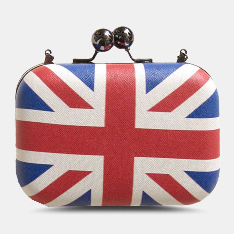 Vrouwen Pu Lederen Vlag Patroon Gedrukt Mode Crossbody Tas Clutch Bag
