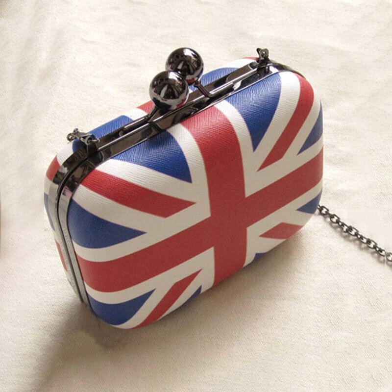 Vrouwen Pu Lederen Vlag Patroon Gedrukt Mode Crossbody Tas Clutch Bag