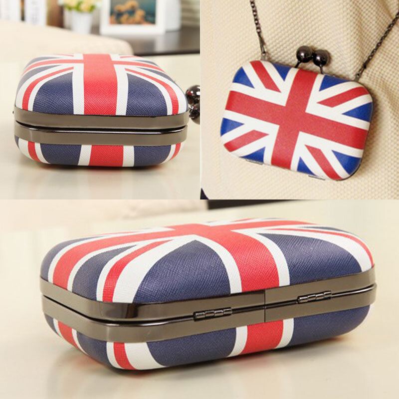 Vrouwen Pu Lederen Vlag Patroon Gedrukt Mode Crossbody Tas Clutch Bag