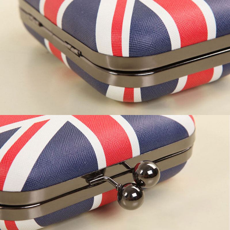 Vrouwen Pu Lederen Vlag Patroon Gedrukt Mode Crossbody Tas Clutch Bag