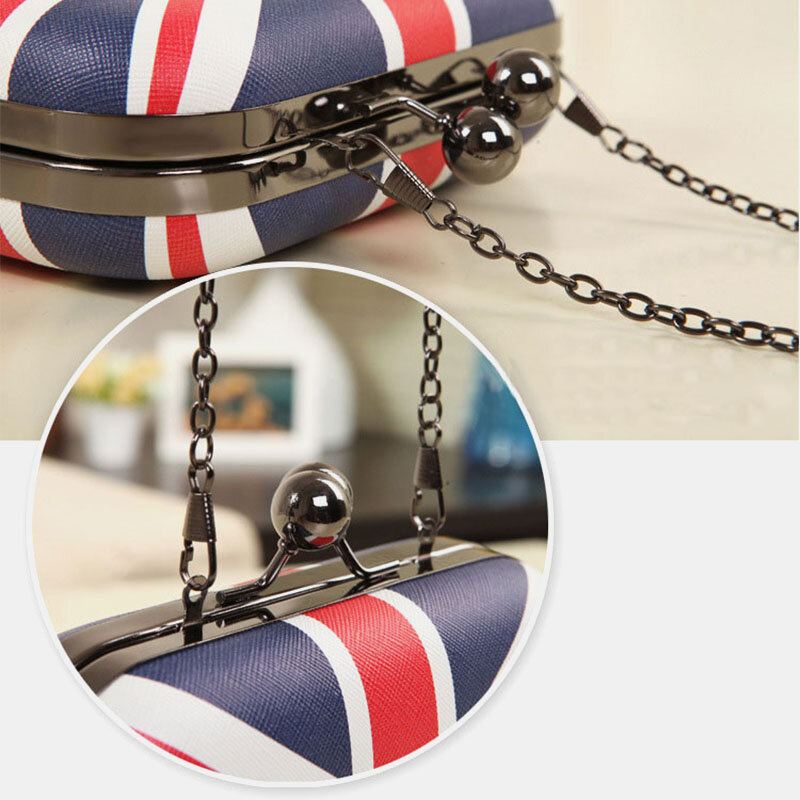 Vrouwen Pu Lederen Vlag Patroon Gedrukt Mode Crossbody Tas Clutch Bag