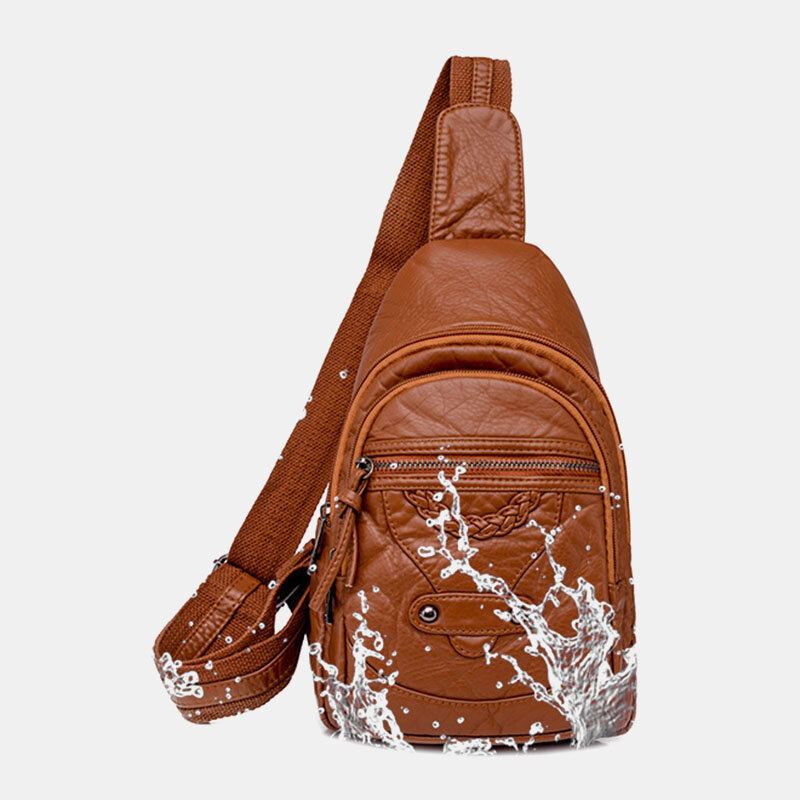 Vrouwen Pu Leer Draagbare Grote Capaciteit Oortelefoon Gat Crossbody Tassen Schoudertas Borsttas