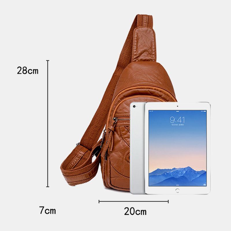 Vrouwen Pu Leer Draagbare Grote Capaciteit Oortelefoon Gat Crossbody Tassen Schoudertas Borsttas