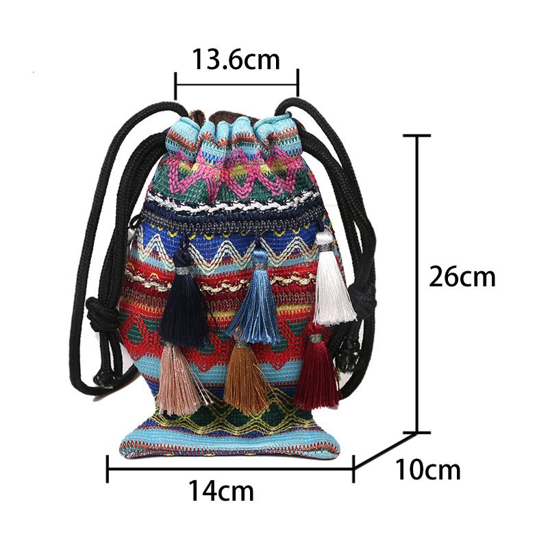 Vrouwen Stro Bohemian Stijlvolle Vis Kwastje Ontwerp Crossbody Tas Mode Vintage Trekkoord Schoudertas