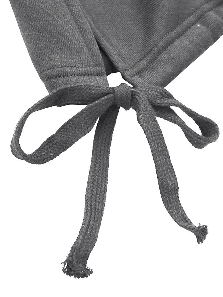 Dames Effen Eenvoudig Dagelijks Trekkoord Kuitlengte Hoodie Met Zak