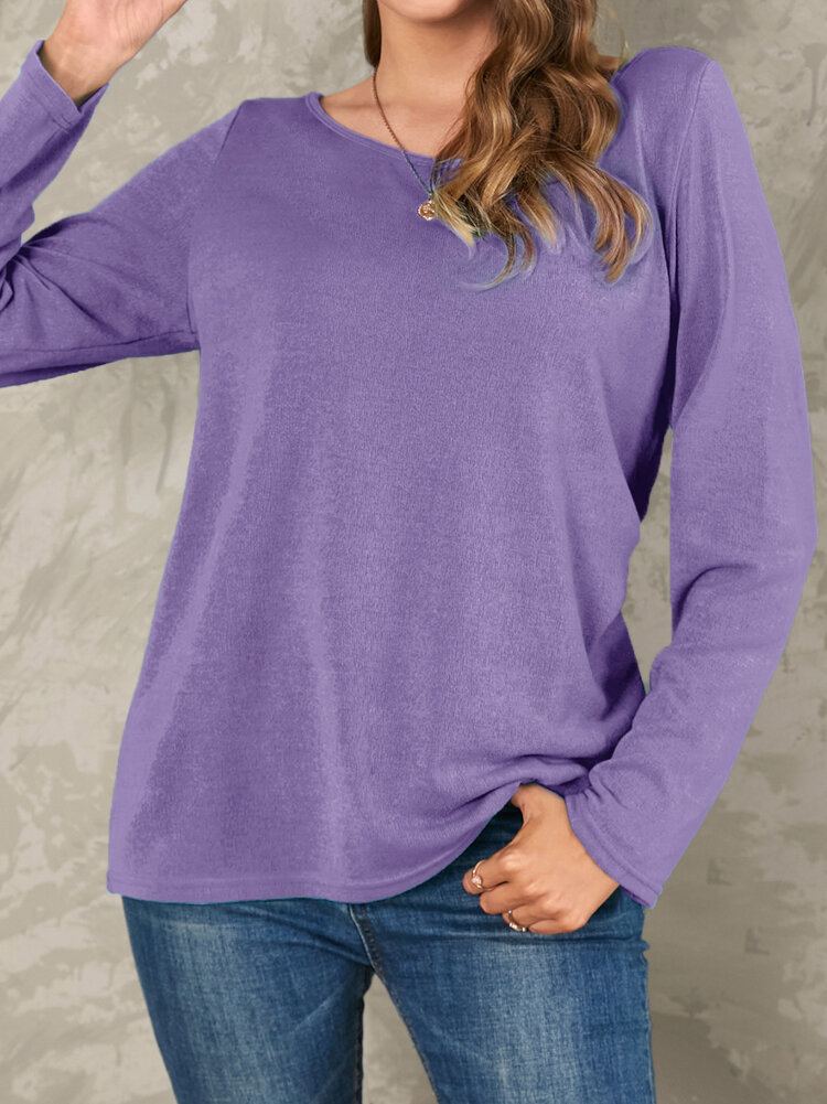 Dames Effen Kleur Basic Ontworpen Pleats V-hals Lange Mouw Casual Blouses
