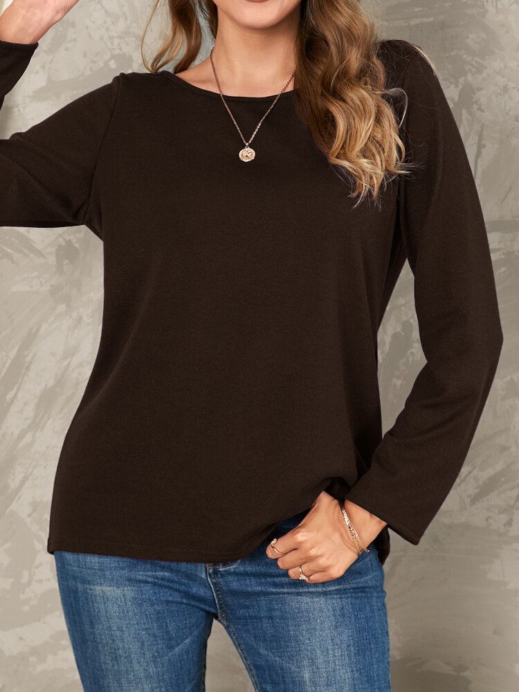 Dames Effen Kleur Basic Ontworpen Pleats V-hals Lange Mouw Casual Blouses