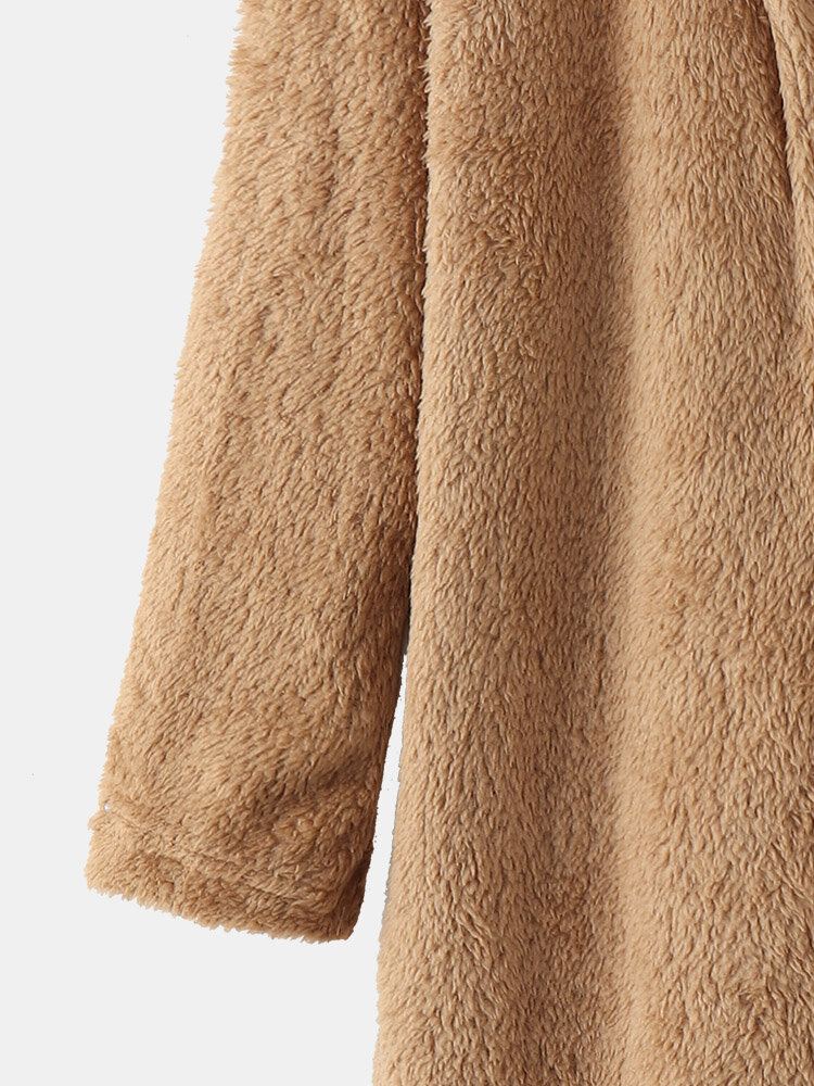 Dames Effen Pluche Jassen Lange Europese Winterjas