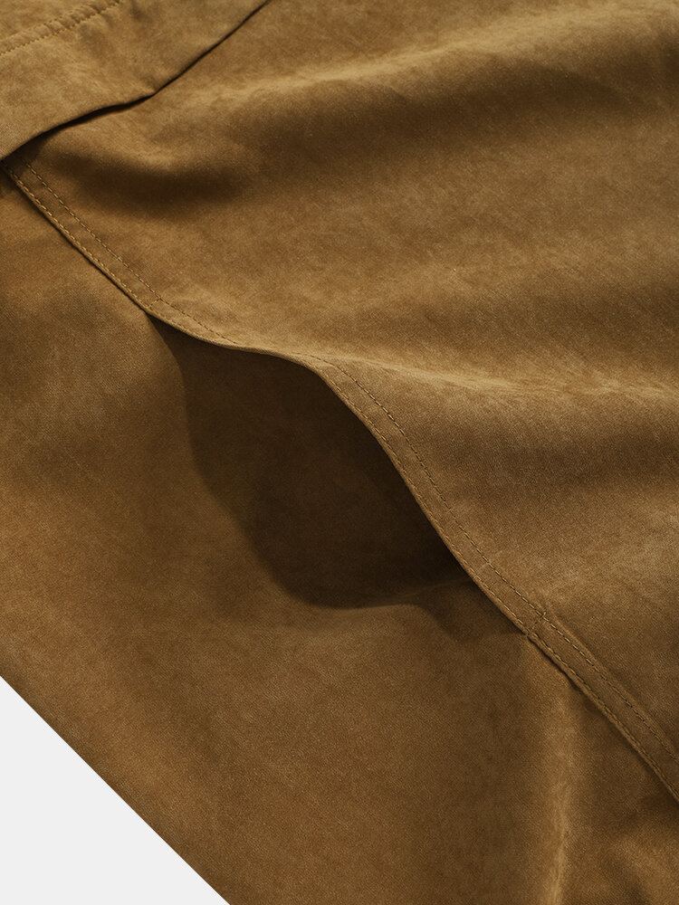 Heren Effen Kleur Halve Rits Trekkoord Zoom Hoodie Met Kangoeroezak