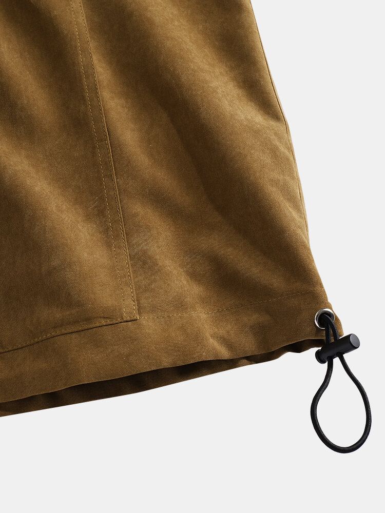 Heren Effen Kleur Halve Rits Trekkoord Zoom Hoodie Met Kangoeroezak