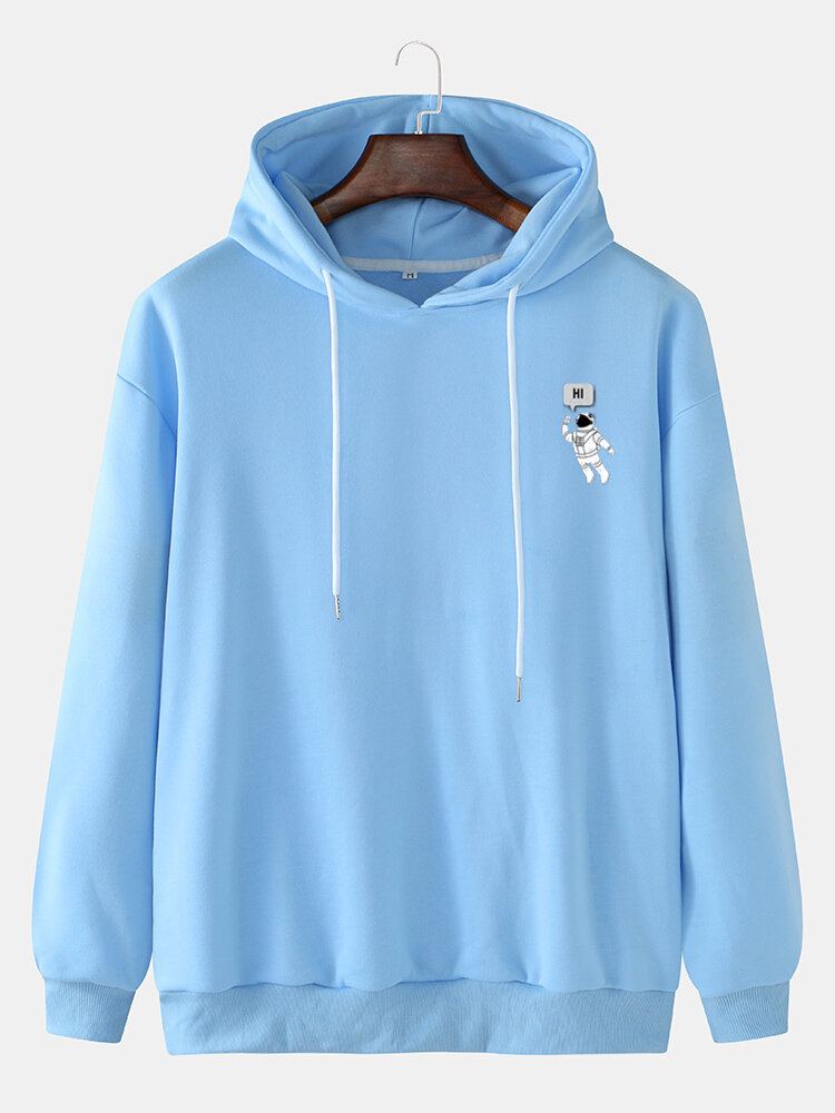 Heren Hi Astronaut Effen Kleur Trekkoord Pullover Casual Hoodie