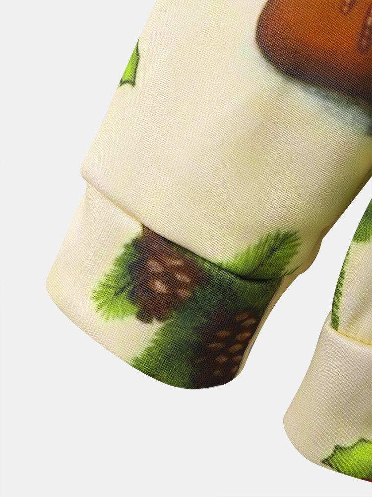 Heren Kerstsneeuwpop Print Casual Trekkoord Hoodies Met Pouch Pocket