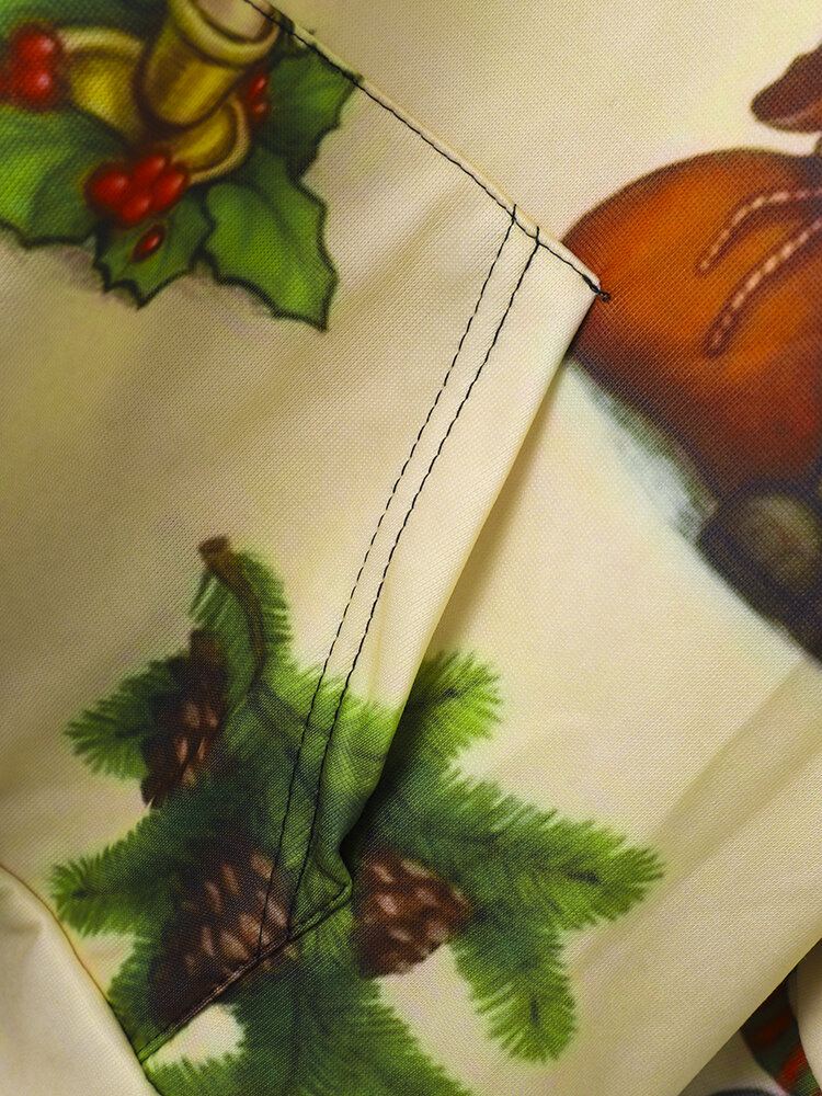 Heren Kerstsneeuwpop Print Casual Trekkoord Hoodies Met Pouch Pocket