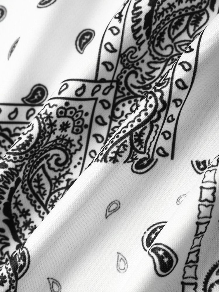 Heren Paisley Retro Etnisch Contrast Hooded Sweatshirt Kangoeroezakken Hooded Sweatshirt