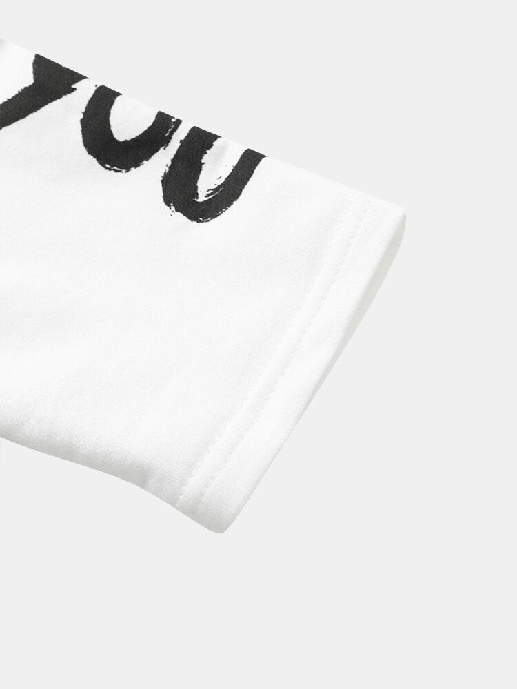 Herentrui Patchwork Letter Gedrukte Zwart-witte Sweatshirts