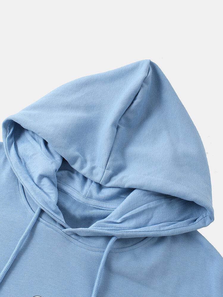Mannen Grappige Ruimte Astronaut Grafische Katoenen Drop Schouder Hoodies