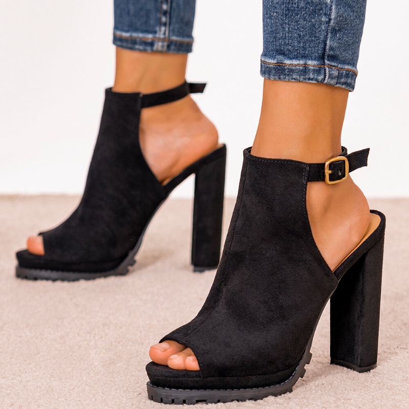 Plus Maat Damesmode Gesp Zwarte Hakken Sandalen