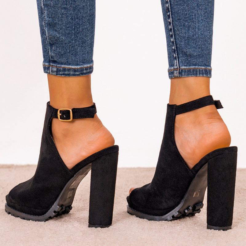 Plus Maat Damesmode Gesp Zwarte Hakken Sandalen