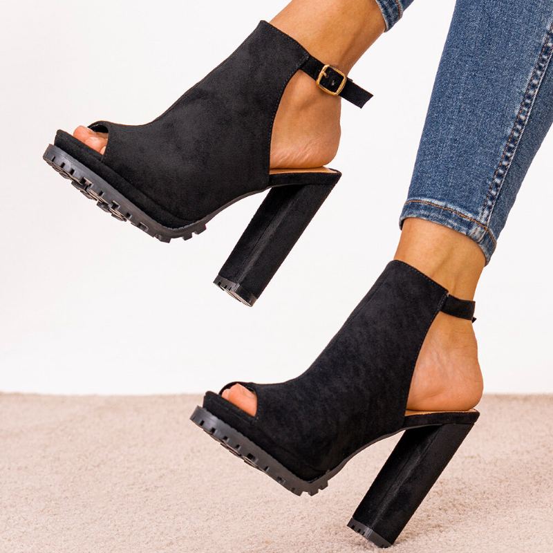 Plus Maat Damesmode Gesp Zwarte Hakken Sandalen