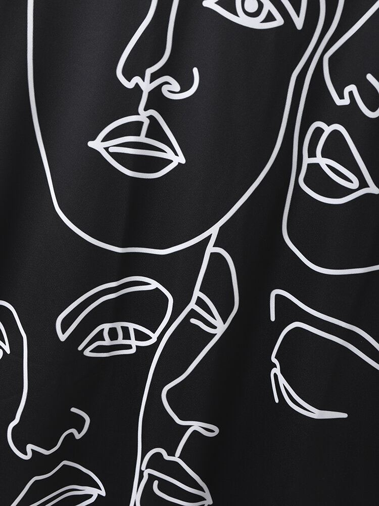 Casual T-shirts Met Gezichtslijnafbeeldingen Voor Heren