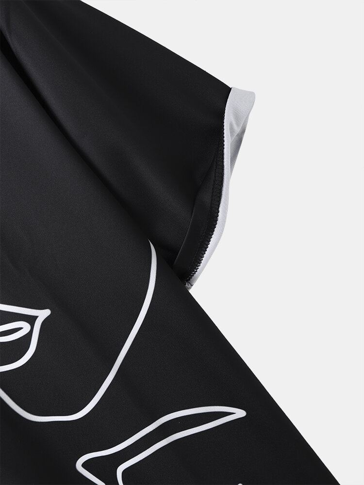 Casual T-shirts Met Gezichtslijnafbeeldingen Voor Heren