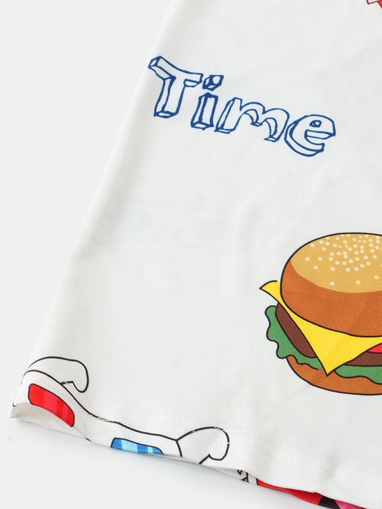 Grappige Fast Food Print T-shirts Met Ronde Hals En Korte Mouwen Van Katoen Voor Heren