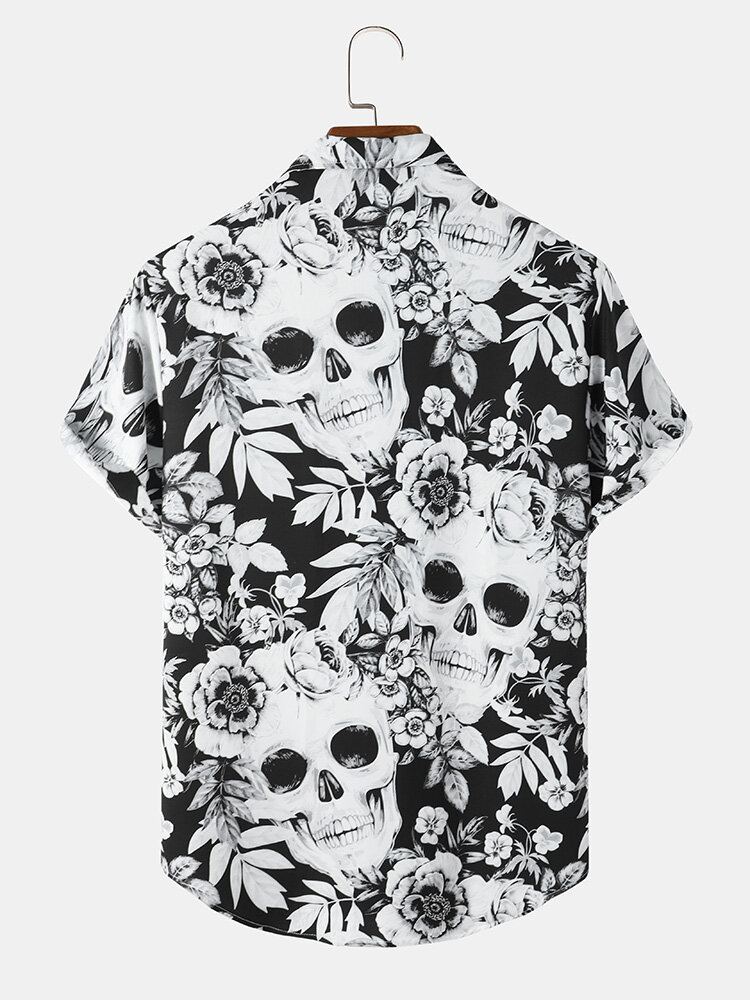 Halloween-hemd Met Korte Mouwen Voor Heren Met Bloemen