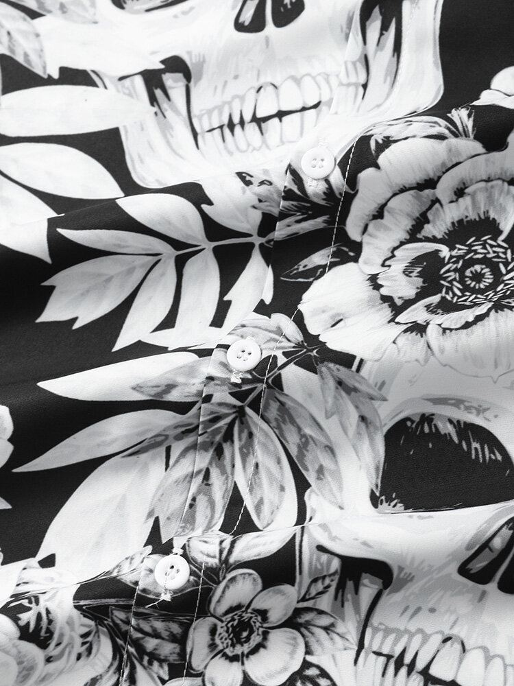 Halloween-hemd Met Korte Mouwen Voor Heren Met Bloemen
