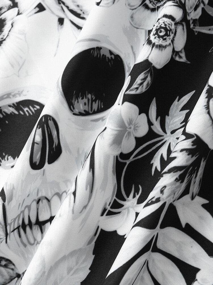 Halloween-hemd Met Korte Mouwen Voor Heren Met Bloemen