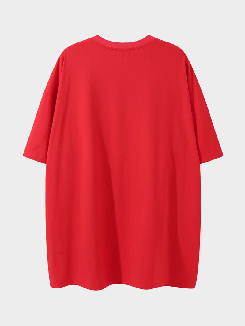 Heren Kleurrijke Hand En Clown Print Losse Fit Zacht Ademend T-shirt
