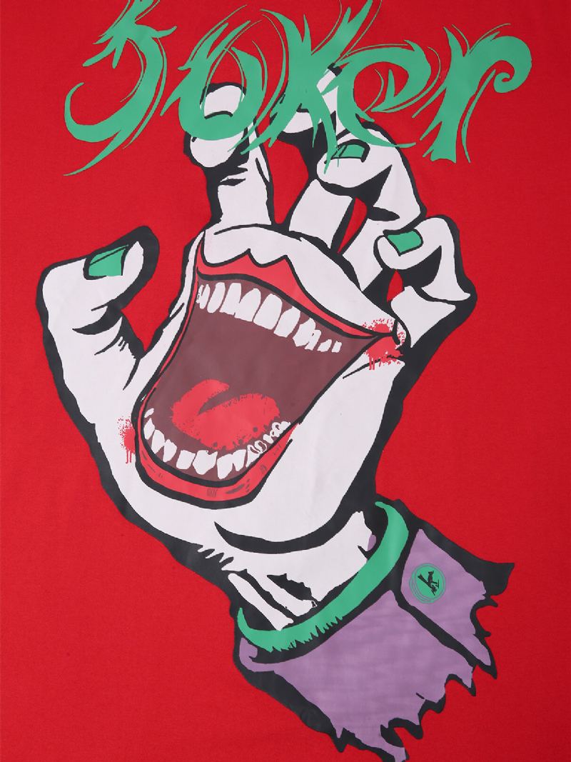Heren Kleurrijke Hand En Clown Print Losse Fit Zacht Ademend T-shirt