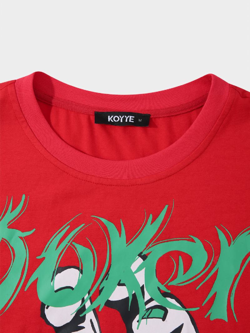 Heren Kleurrijke Hand En Clown Print Losse Fit Zacht Ademend T-shirt