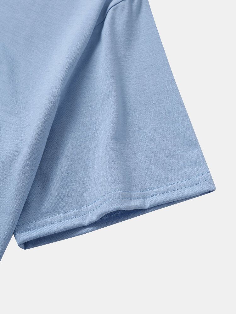 Heren Letter Icon Print Korte Mouw Alle Matched Huidvriendelijke T-shirts Met Ronde Hals